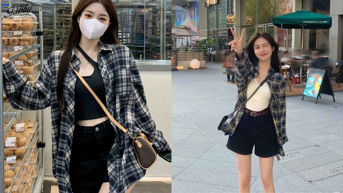 Áo sơ mi nữ kẻ caro kiểu hàn quốc