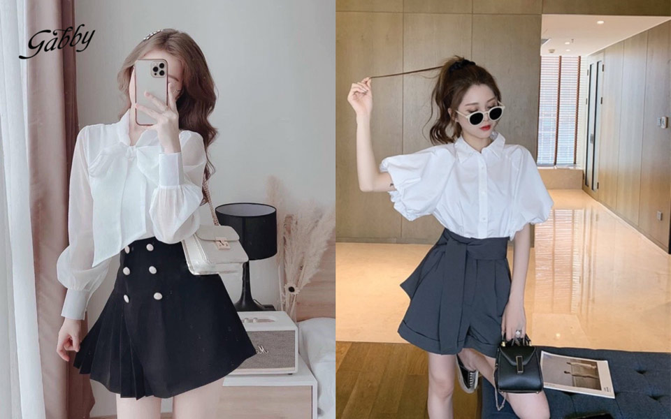 Áo sơ mi tay bồng tiểu thư
