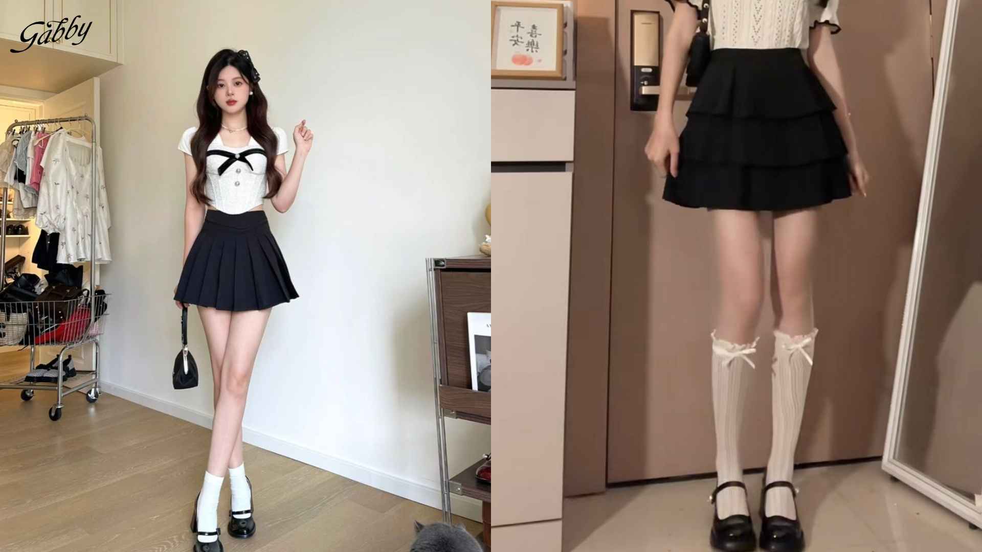 Chân váy xếp ly ngắn đi giày Loafer