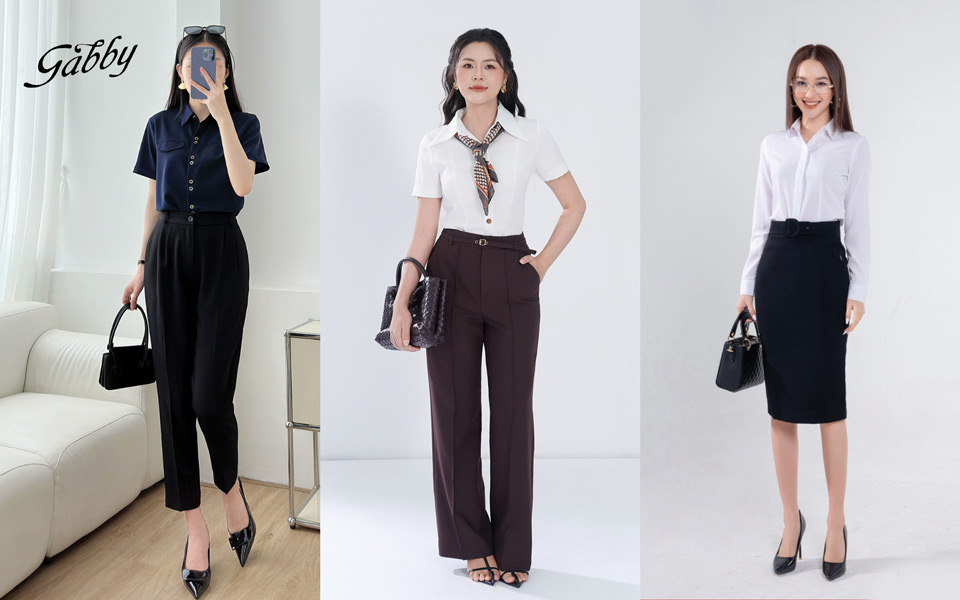 Mẫu áo sơ mi nữ đẹp cổ Đức basic