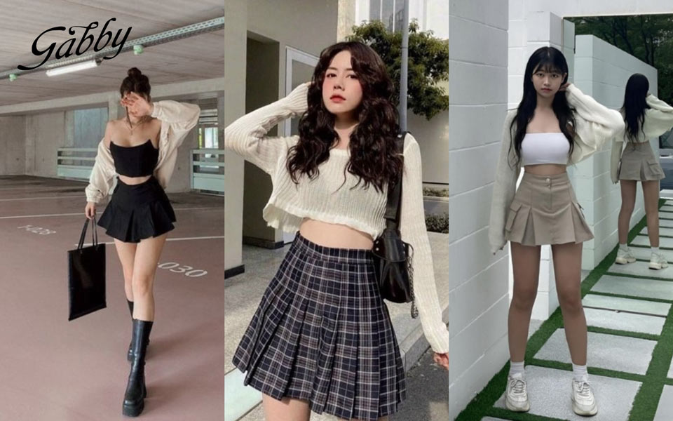 Mix chân váy xếp ly ngắn phong cách mùa hè