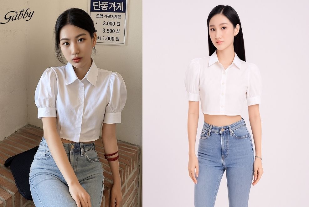 Các kiểu áo so mi nữ Hàn Quốc croptop đẹp 2025