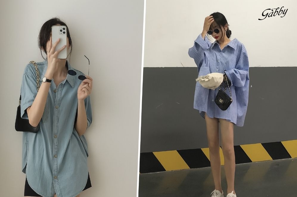 Các kiểu áo sơ mi nữ Hàn Quốc Oversize