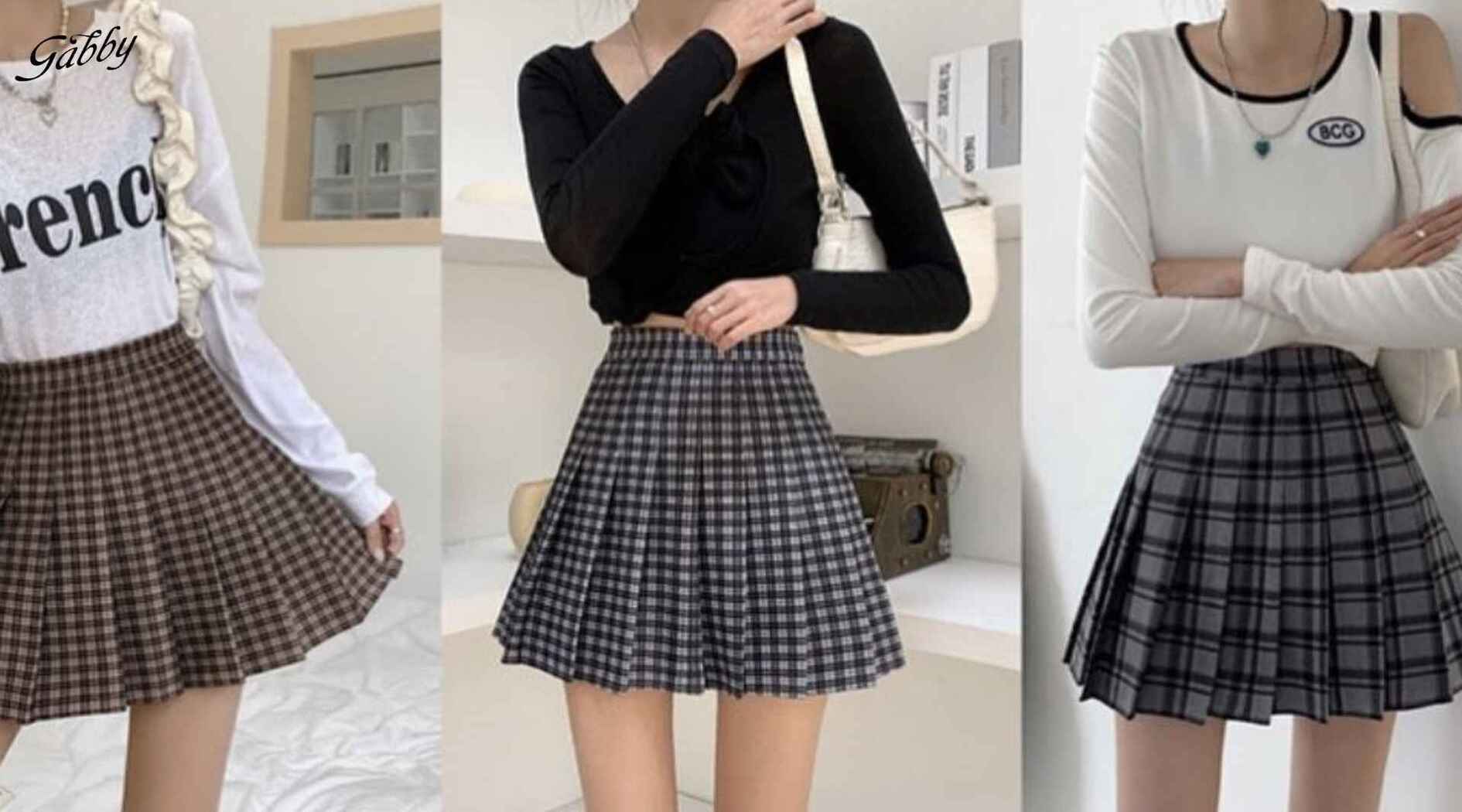 Chân váy kẻ caro dáng tennis