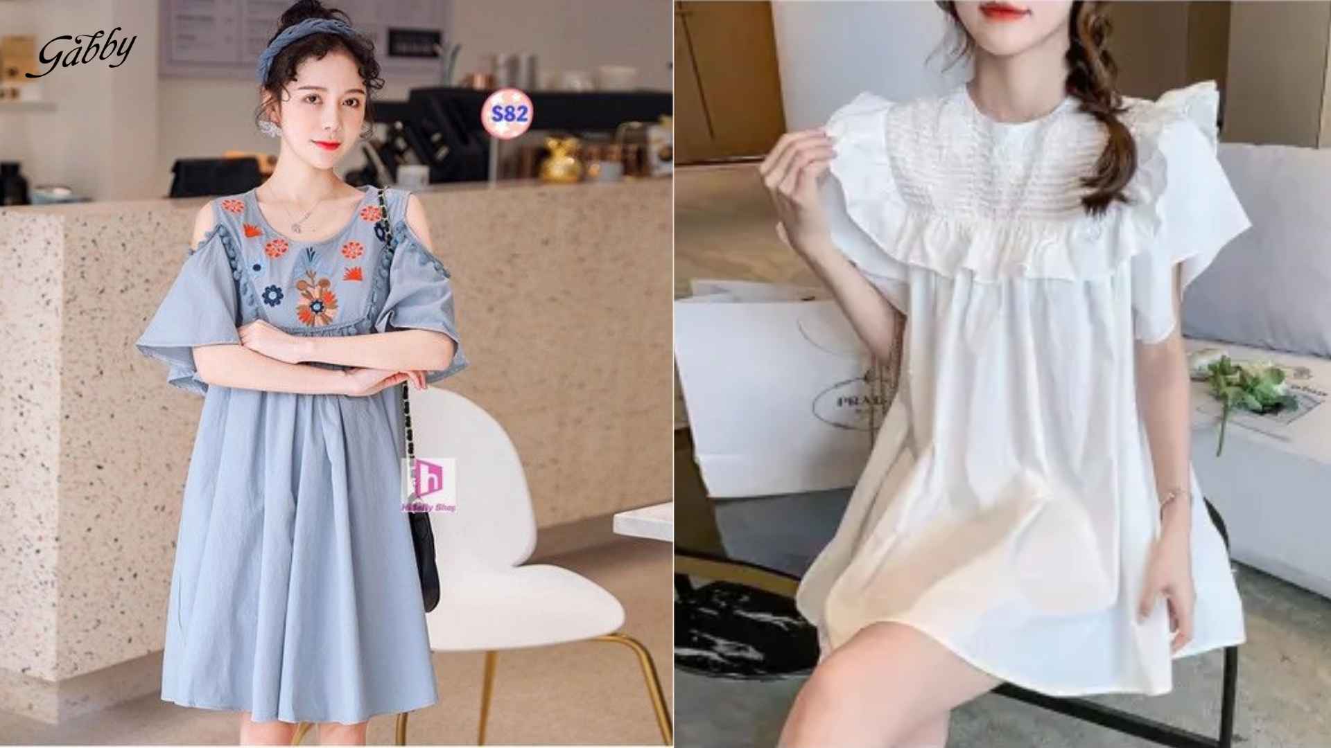 Đầm Baby Doll Thổ cẩm tay loe
