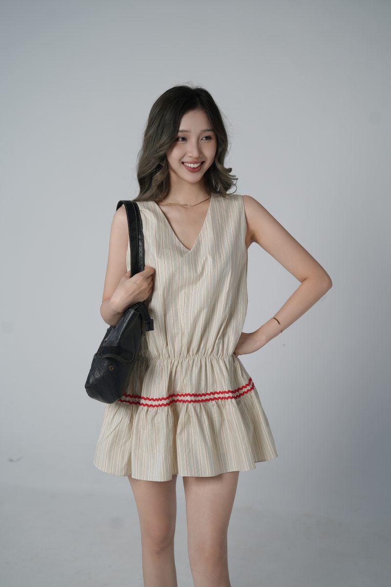 Đầm cổ V tay cánh 2